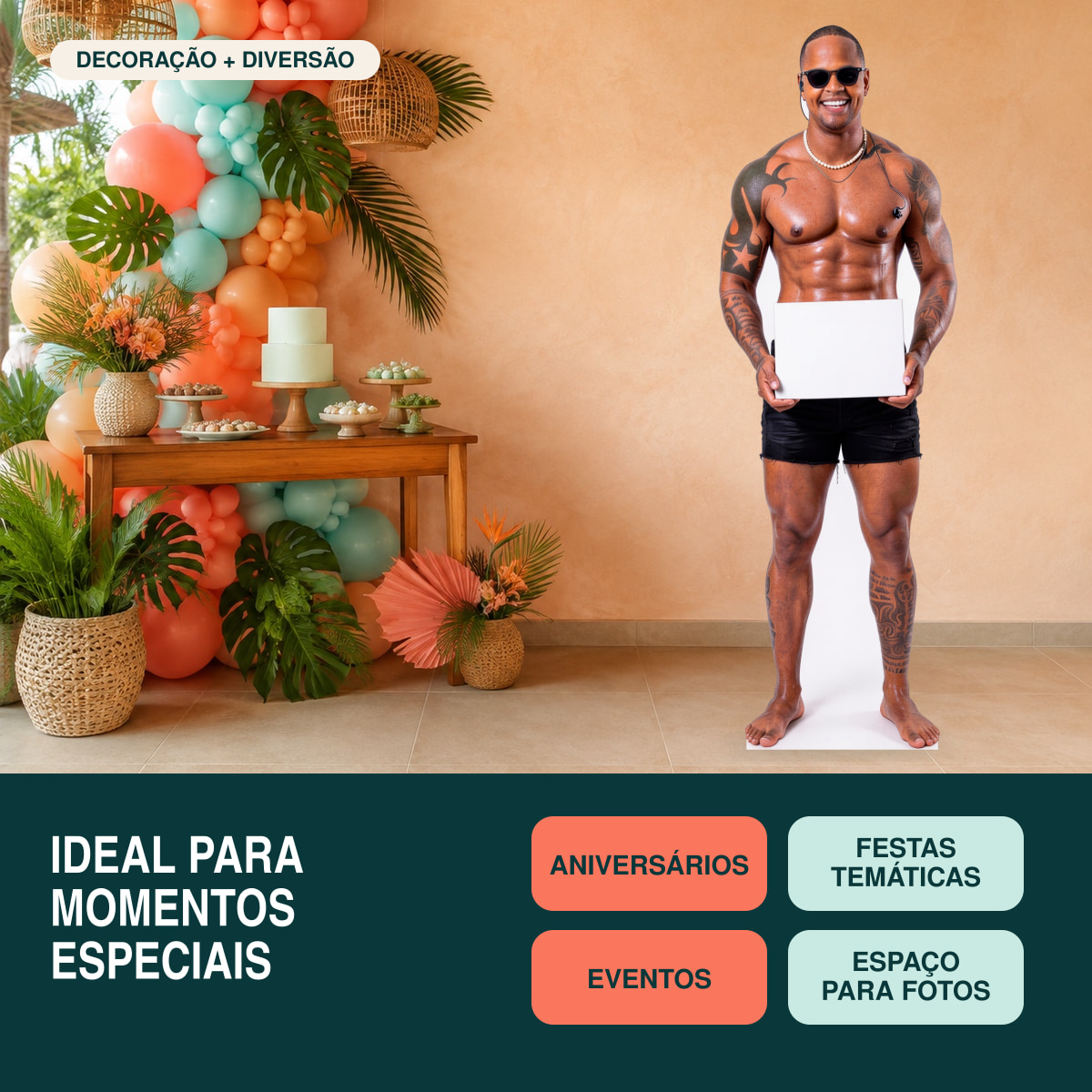 Totem Léo Santana na decoração de aniversário e festas temáticas