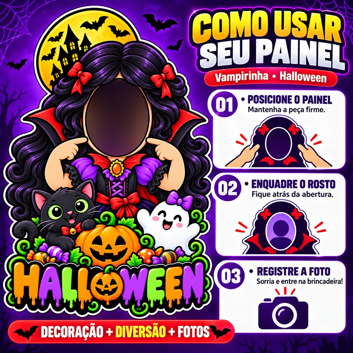 Painel Halloween Vampirinha — Montagem / como usar