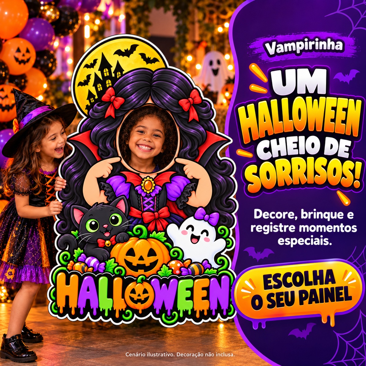 Painel Halloween Vampirinha — Chamada para ação