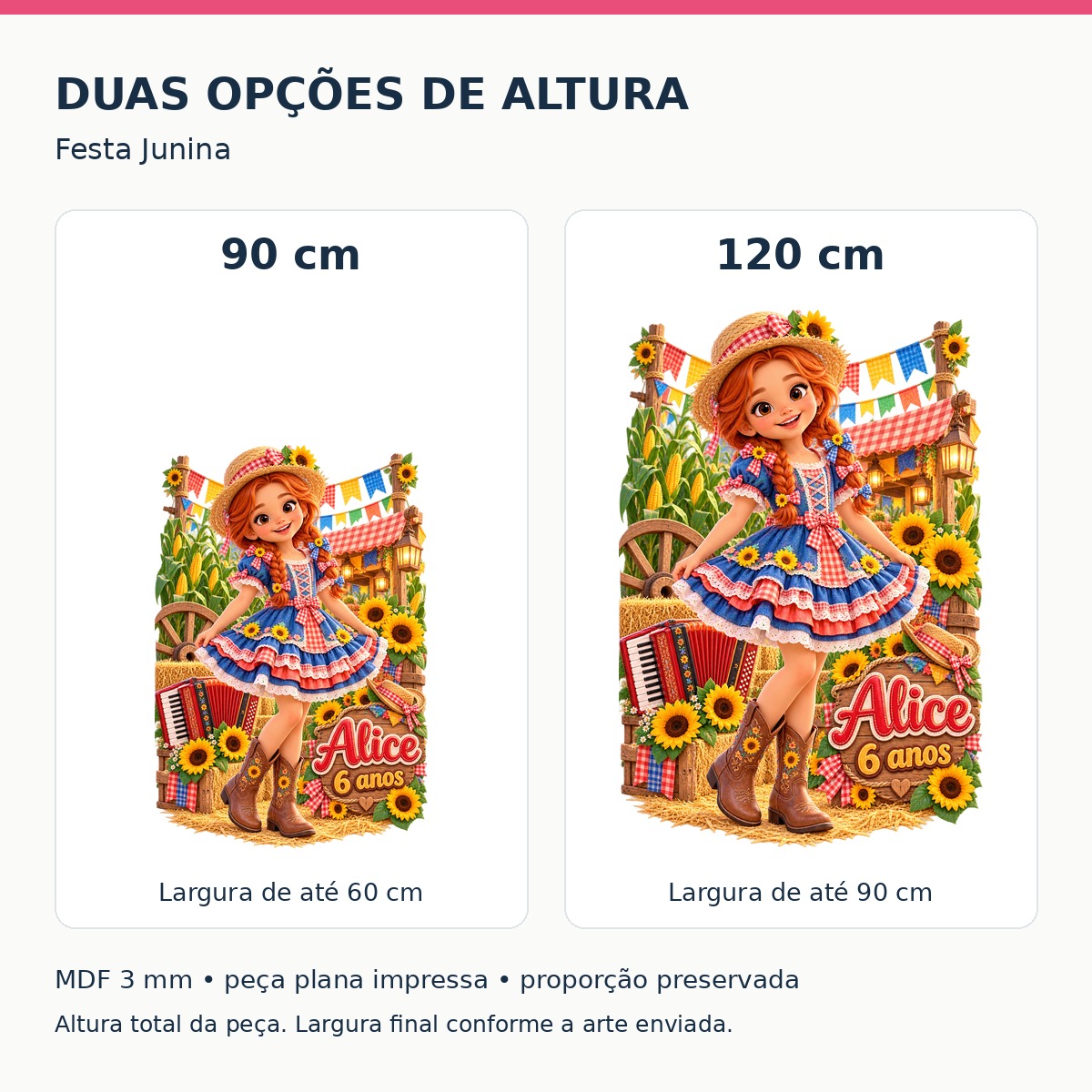 Festa Junina — Tamanhos