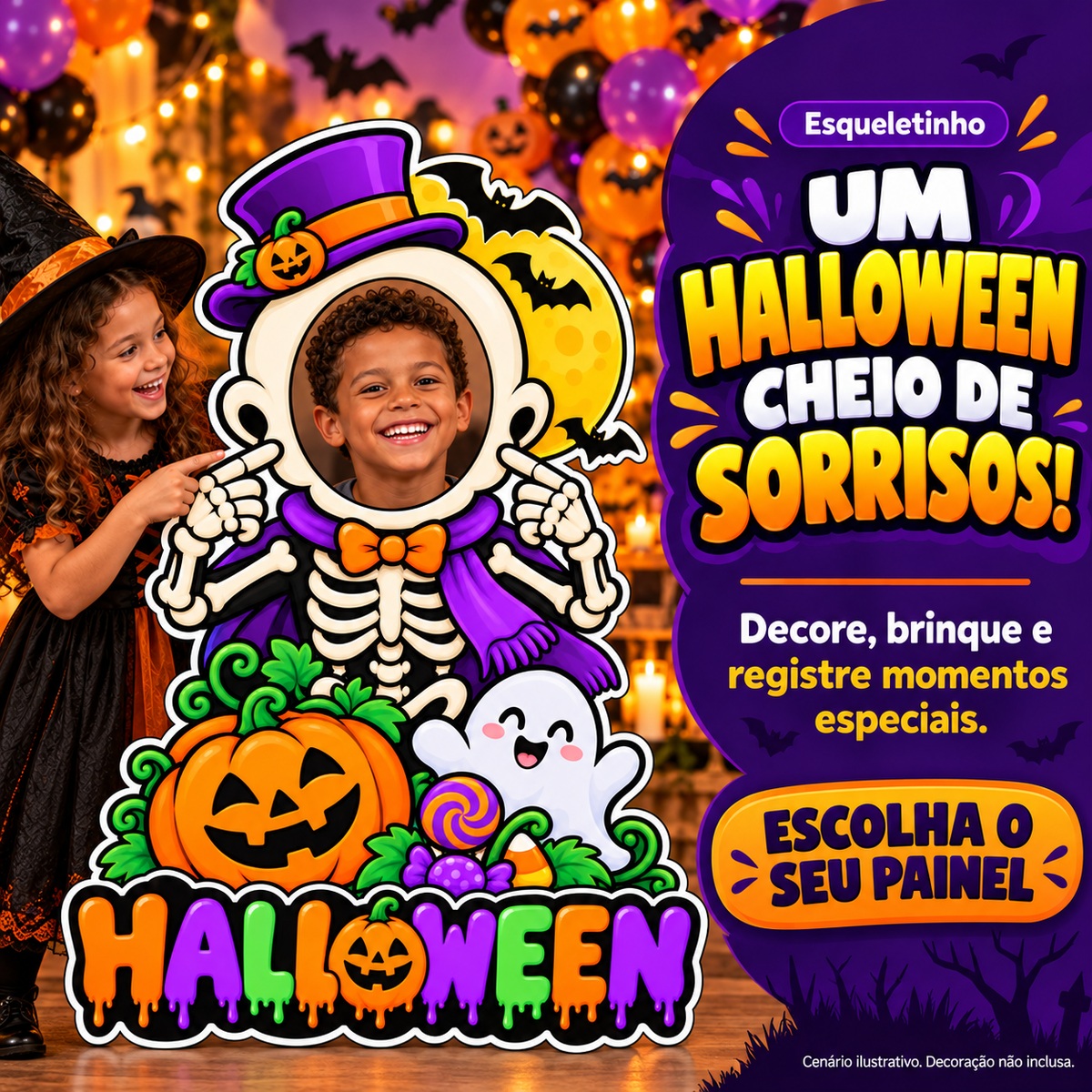 Painel Halloween Esqueletinho — Chamada para ação