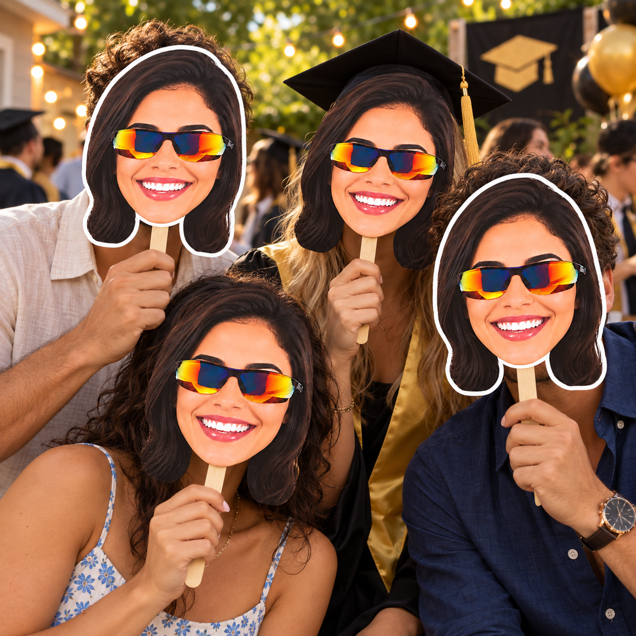 Pessoas usando máscaras personalizadas em uma festa