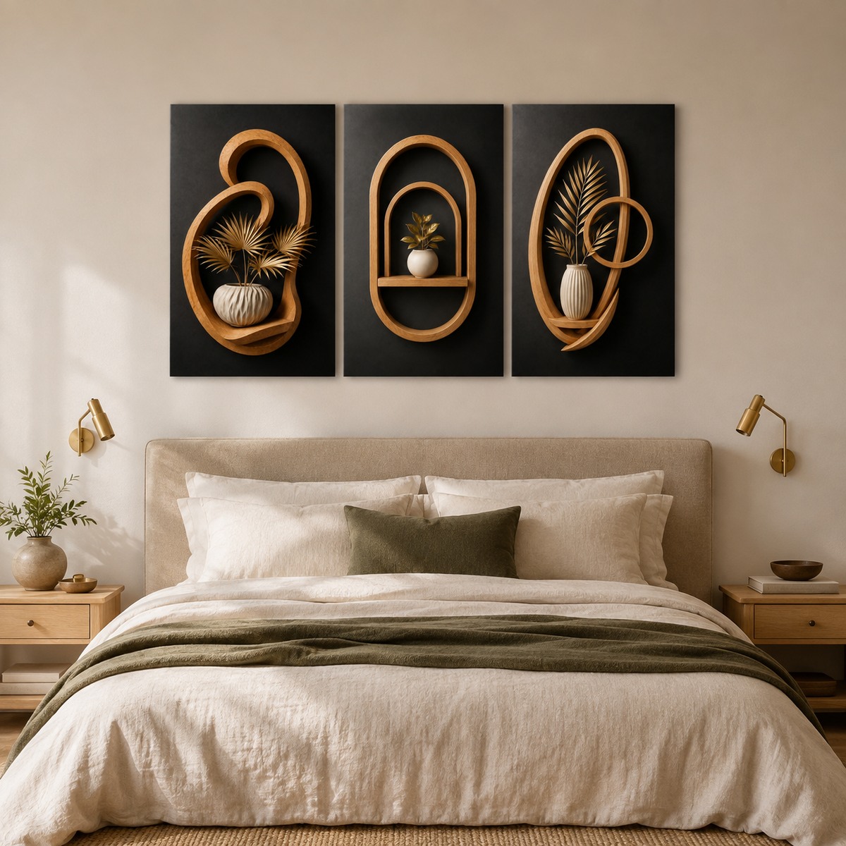 Trio Oásis Dourado aplicado em ambiente decorado