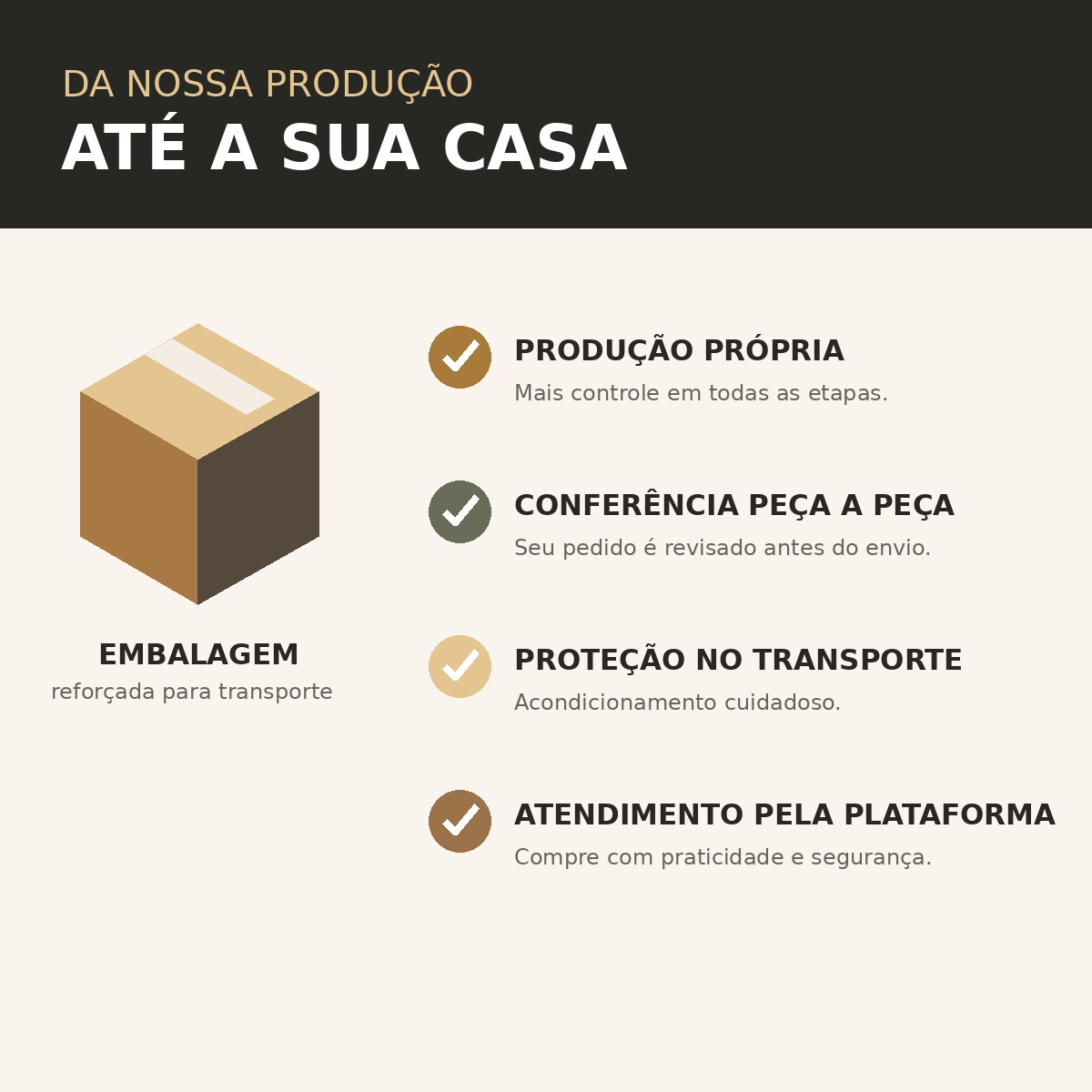 Etapas de produção e embalagem do trio Jardim Imperial
