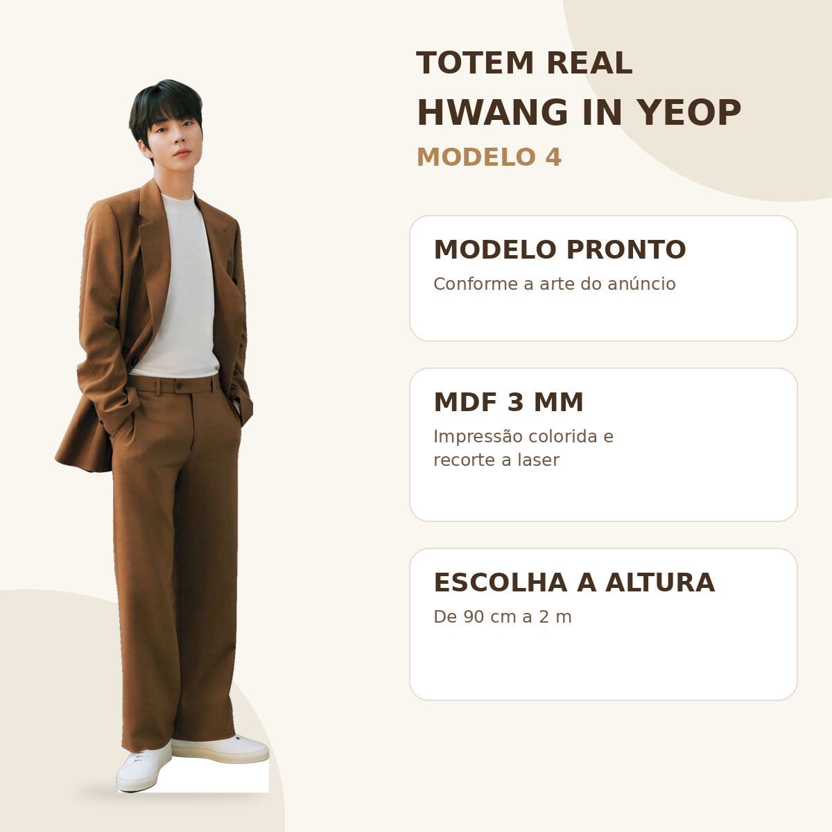 Totem Real Hwang In Yeop Modelo 4 pronto em MDF 3 mm e alturas de 90 cm a 2 m