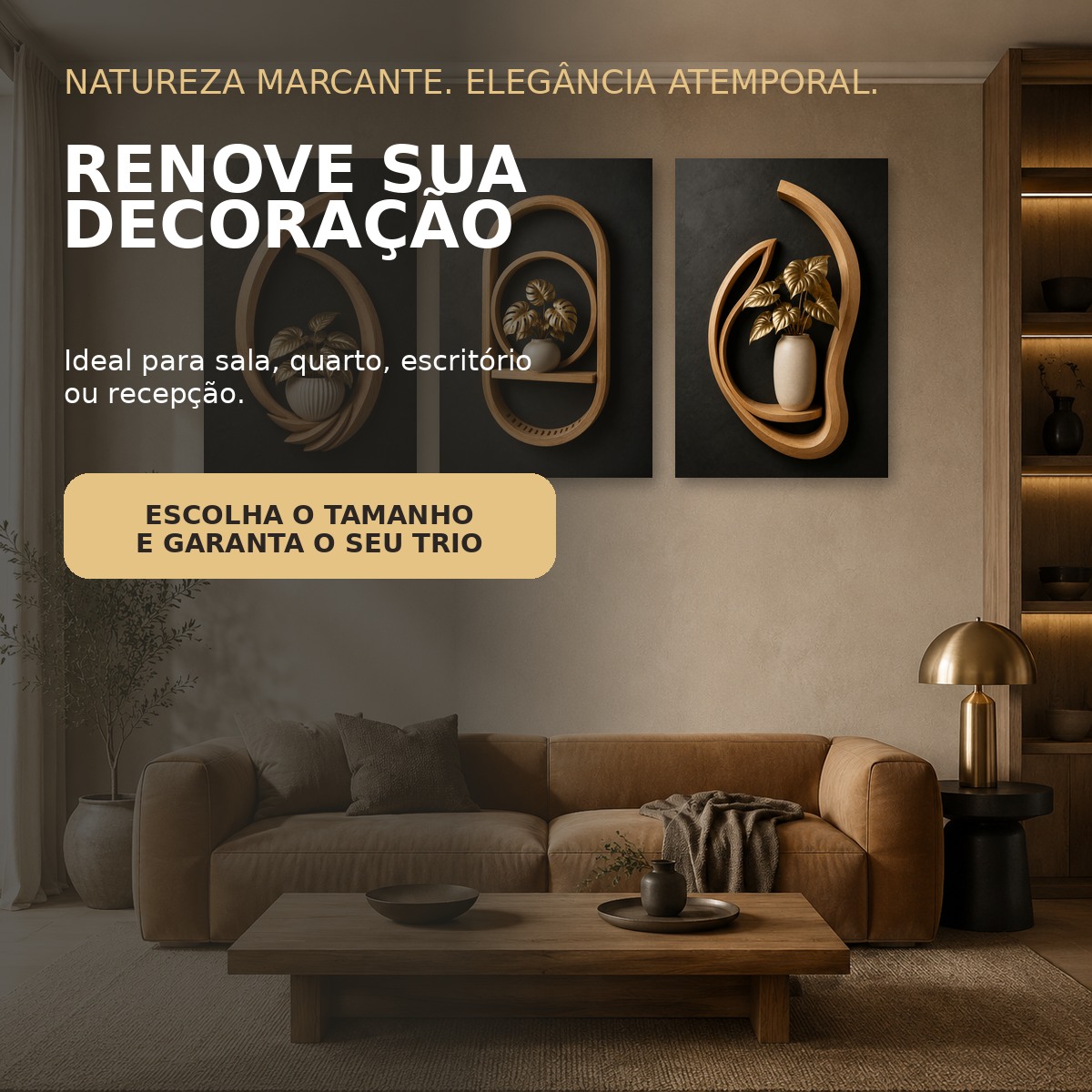 Trio Monstera Imperial decorando um ambiente, escolha o tamanho