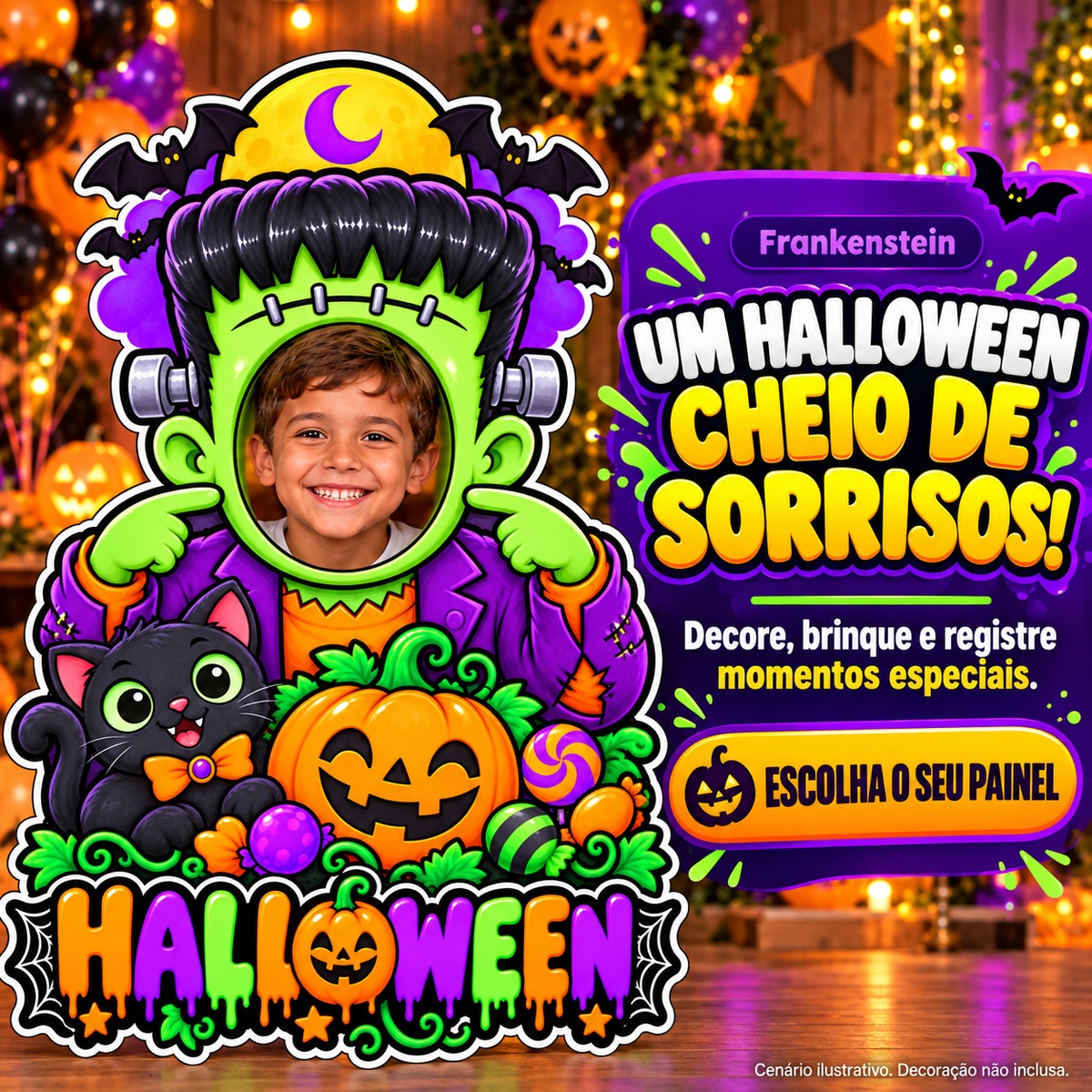 Painel Halloween Frankenstein — Chamada para ação