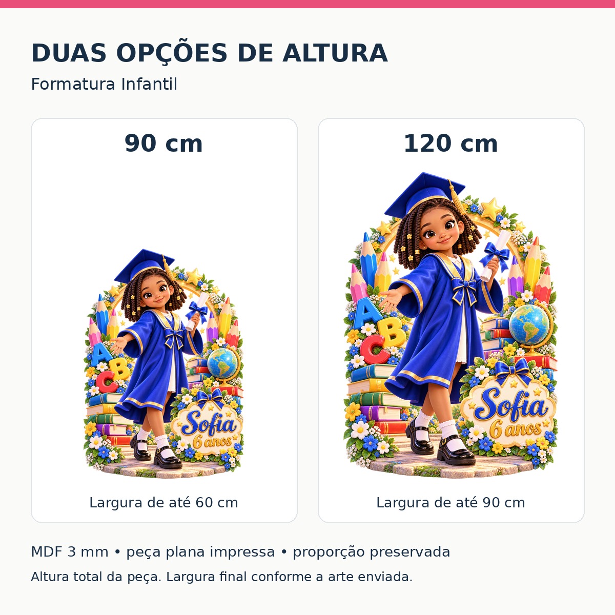 Formatura Infantil — Tamanhos